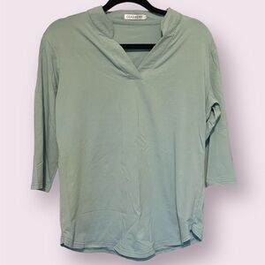 Ceasikery V-Neck Blouse, 3/4 Length Sleeves